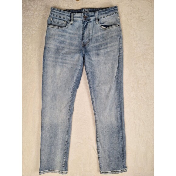 Men’s Lazer 30x28 Slim Fit Denim Jeans Light Acid Wash Skinny Stretch Mid Rise - Picture 1 of 9
